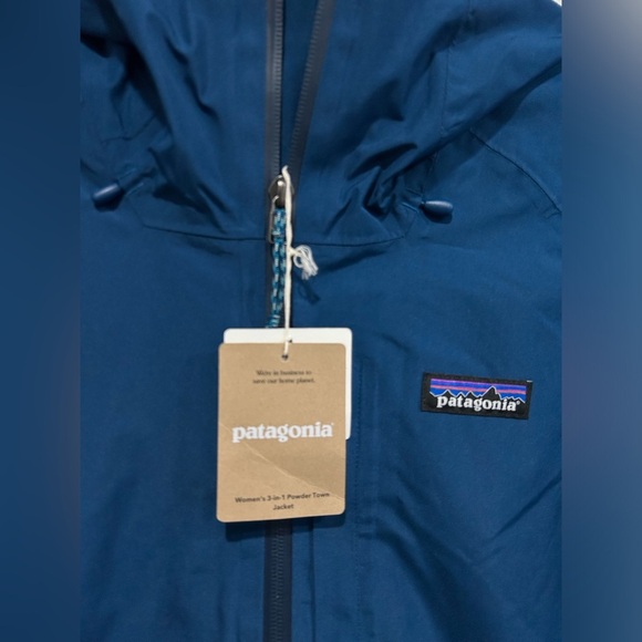 Patagonia Women's L Large 3-in-1 Powder Town Jacket Blue Ski Snowboard NWT - Picture 5 of 15